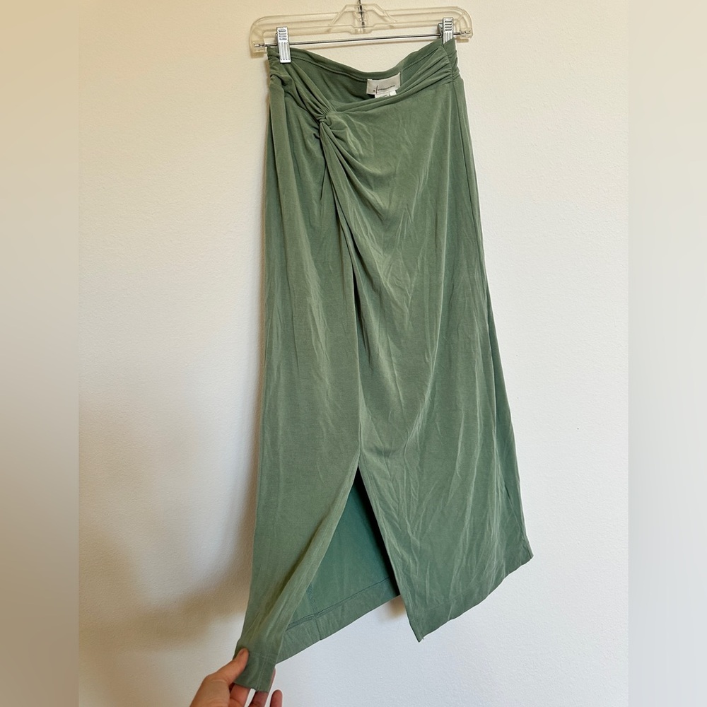 Anthropologie Twist Front Stretch Maxi Skirt Sage Green Size Small